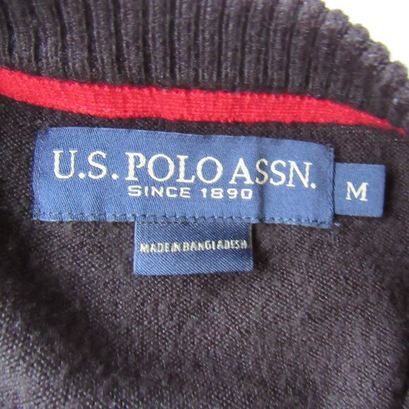 Classic Men's Black Solid V-Neck Sweater by U.S. Polo Assn. Size M - Picture 6 of 10